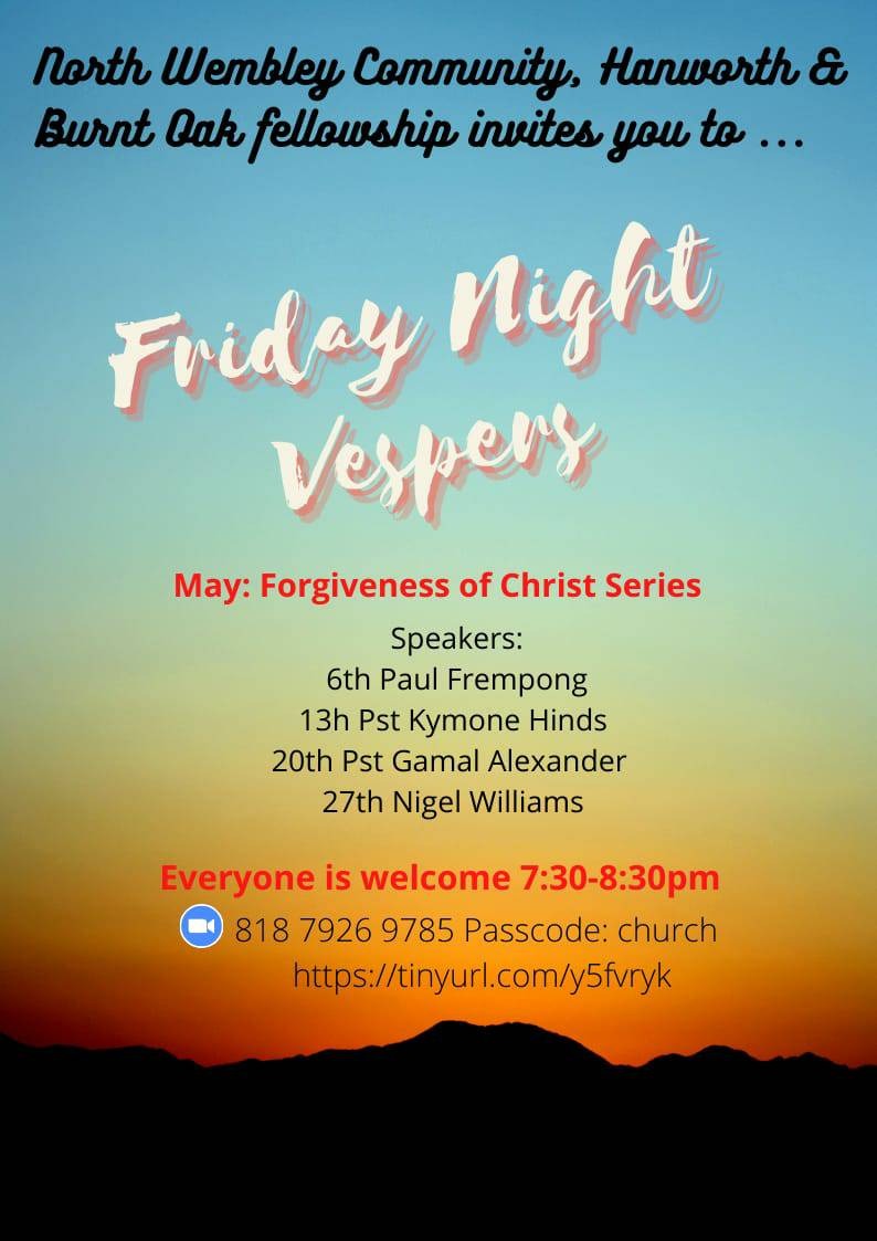 Friday Night Vespers Schedule for May 2022